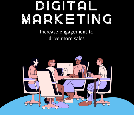 Blue Modern Illustrated Digital Marketing Agency Instagram Post